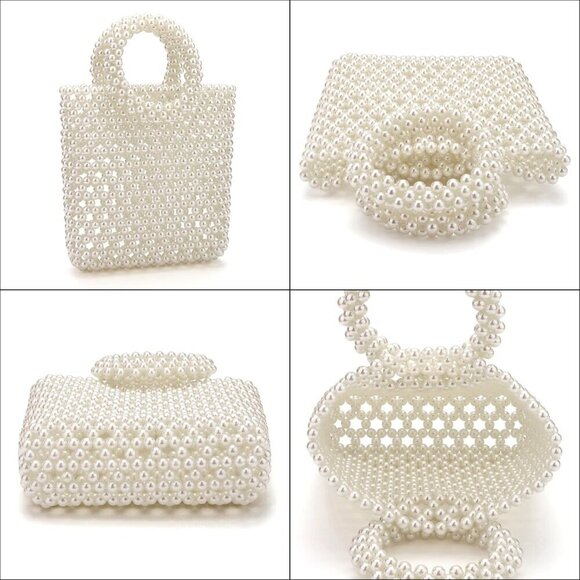 Women Pearl Clutch Bag Beaded Evening Purse Crossbody Wedding Top-Handle main image 9